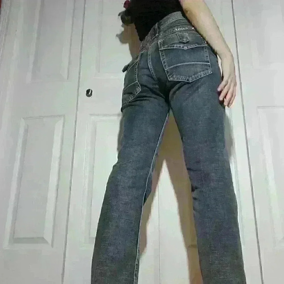 90s rocker Airstar high rise jeans with  metal hardware, big pockets & zippers - Picture 15 of 16